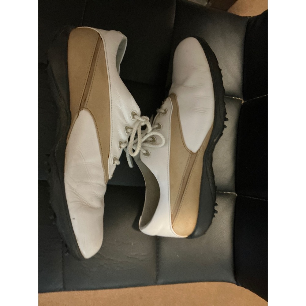 FootJoy Comfort Extra Comfort Golf Shoes Womens 8N White Tan Leather 98702